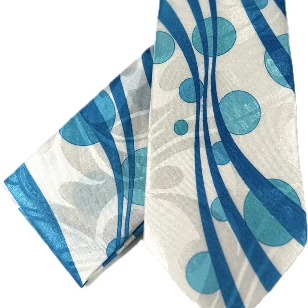 Da Ciro Boys Tie Hanky Cobalt Blue Turquoise White Silver 3